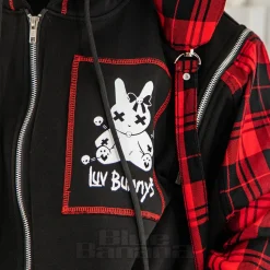 Luv Bunny Cursed Bunny Zip Hoodie (Black/Red)