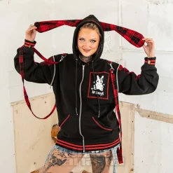 Luv Bunny Cursed Bunny Zip Hoodie (Black/Red)