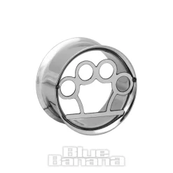 Metal Mafia Steel Brass Knuckles Flesh Tunnel 5-24mm (Silver)
