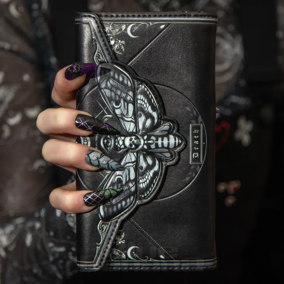 Nemesis Now Death's Head Moth Embossed Gothic Purse (Black)