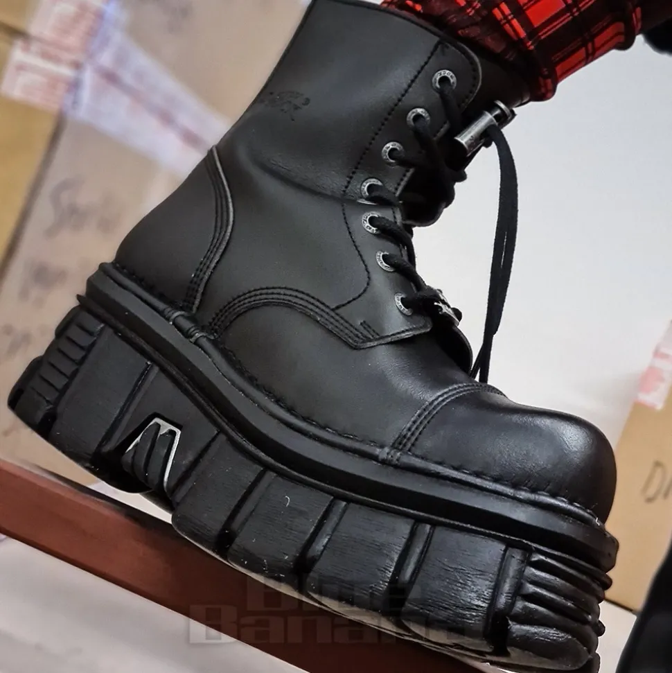 New Rock M-NEWMILI083-VS2 Vegan Military Boots (Black)