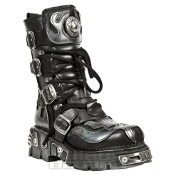 New Rock M.107-S2 Reactor Demon Flame Calf Boots (Black)