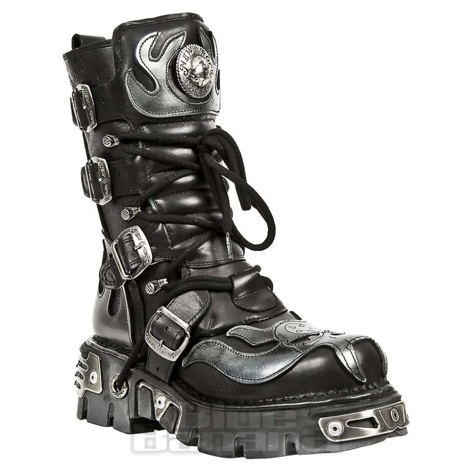 New Rock M.107-S2 Reactor Demon Flame Calf Boots (Black)