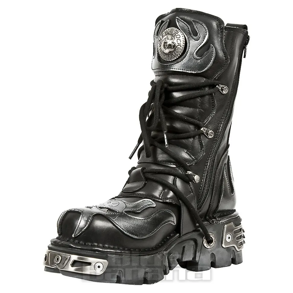 New Rock M.107-S2 Reactor Demon Flame Calf Boots (Black)