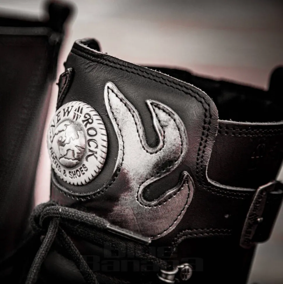 New Rock M.107-S2 Reactor Demon Flame Calf Boots (Black)