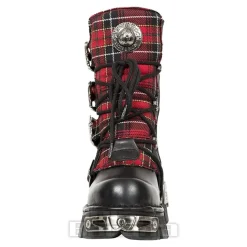 New Rock M.391T-S1 Reactor Tartan Half Boots (Black/Red)