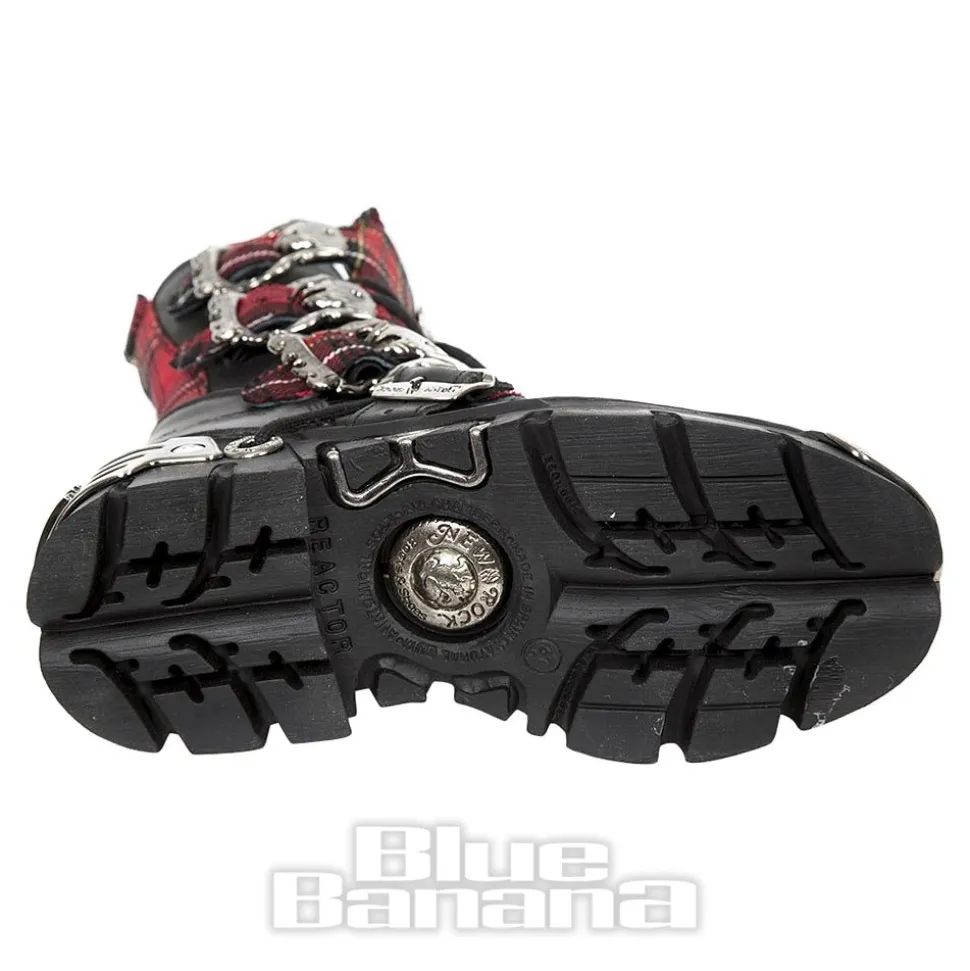 New Rock M.391T-S1 Reactor Tartan Half Boots (Black/Red)