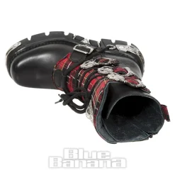 New Rock M.391T-S1 Reactor Tartan Half Boots (Black/Red)