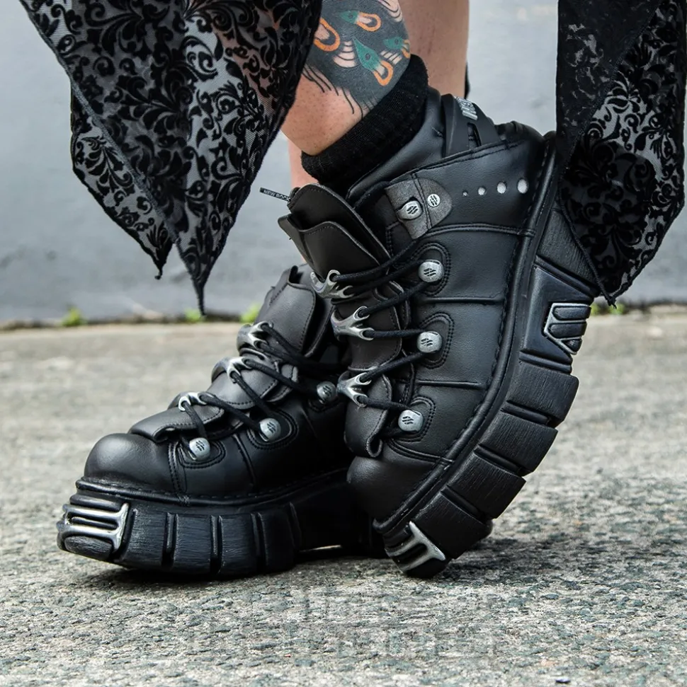 New Rock M-106-VS1 Vegan Ankle Boots (Black)