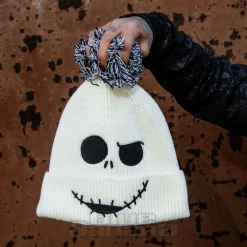 Nightmare Before Christmas Jack Skellington Face Knitted Hat (White)