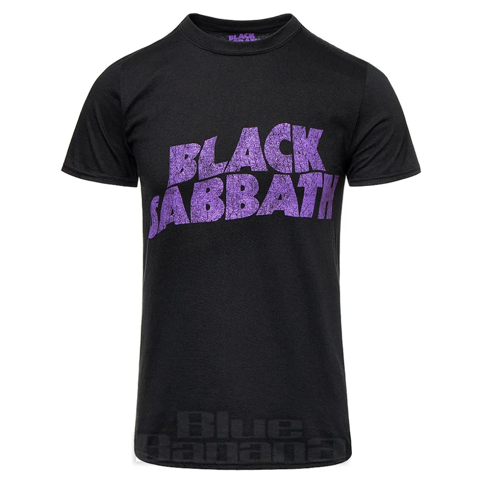 Official Black Sabbath Wavy Logo T Shirt (Black/Purple)
