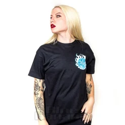 Official Bring Me The Horizon Blue Flame Globe T Shirt (Black)