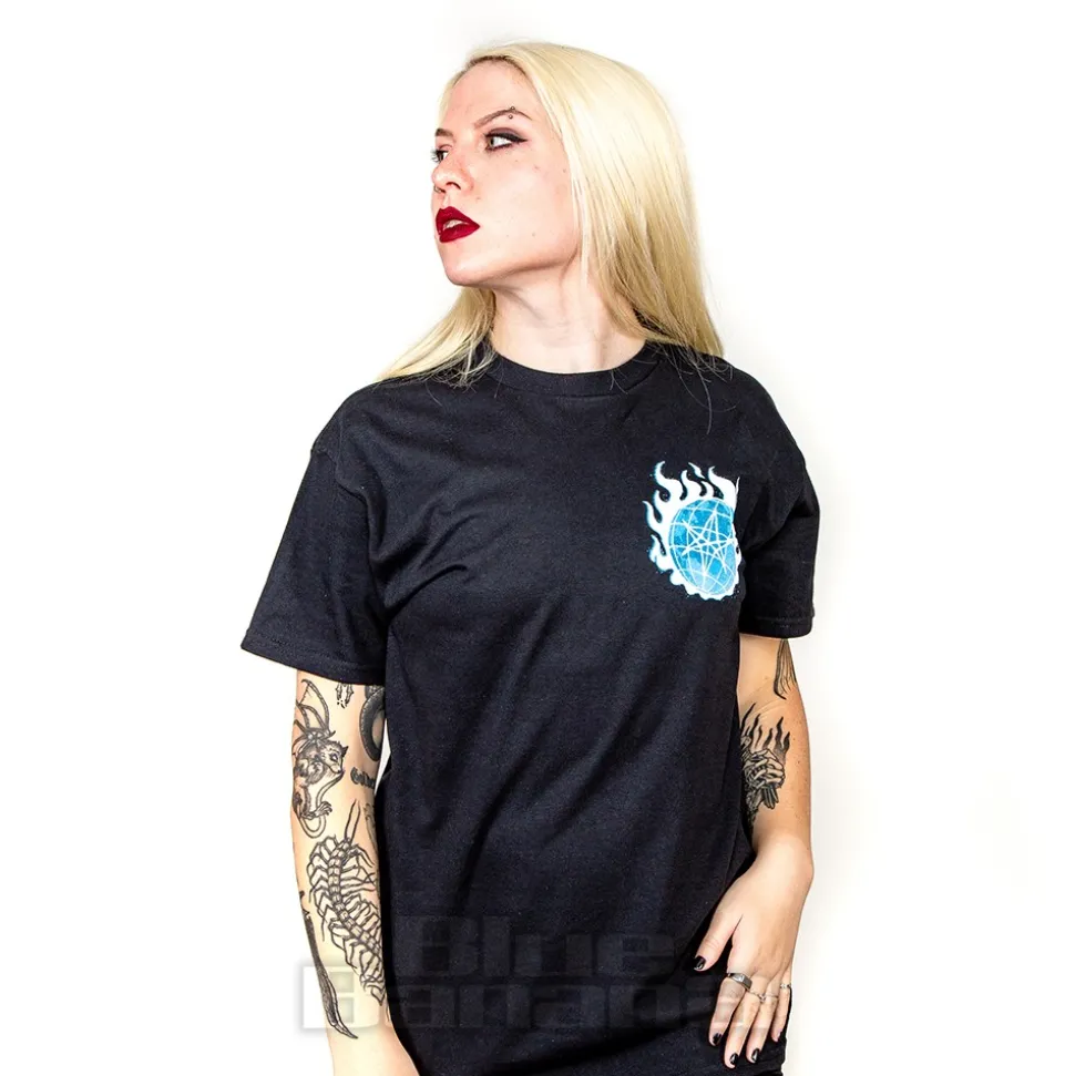 Official Bring Me The Horizon Blue Flame Globe T Shirt (Black)