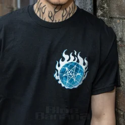 Official Bring Me The Horizon Blue Flame Globe T Shirt (Black)