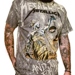 Official Metallica Justice Neon T Shirt (Grey)