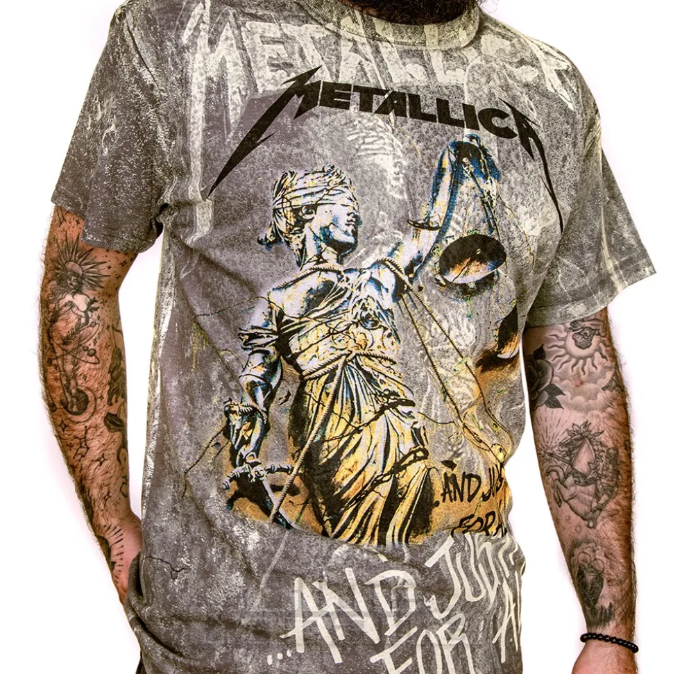 Official Metallica Justice Neon T Shirt (Grey)