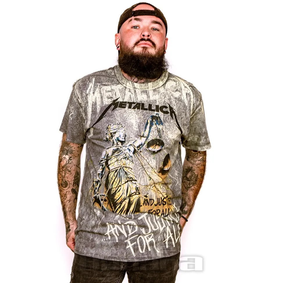 Official Metallica Justice Neon T Shirt (Grey)