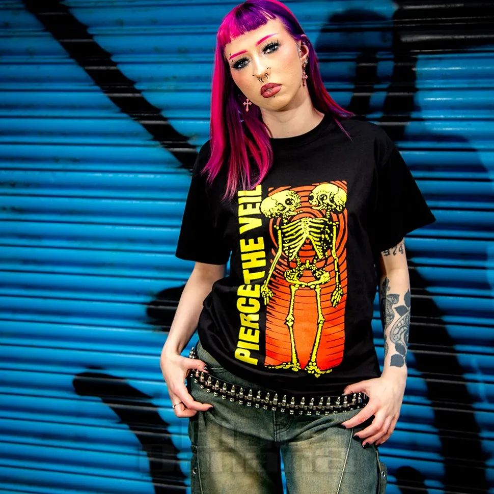 Official Pierce The Veil Wavy Skeleton T-Shirt (Black)