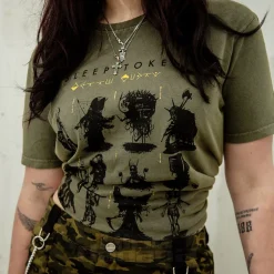 Official Sleep Token Stone Wash Grid T-Shirt (Green)