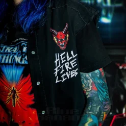 Official Stranger Things Hellfire Distressed Sleeveless Shirt (Black)