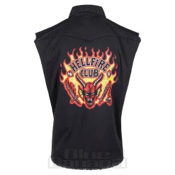 Official Stranger Things Hellfire Distressed Sleeveless Shirt (Black)