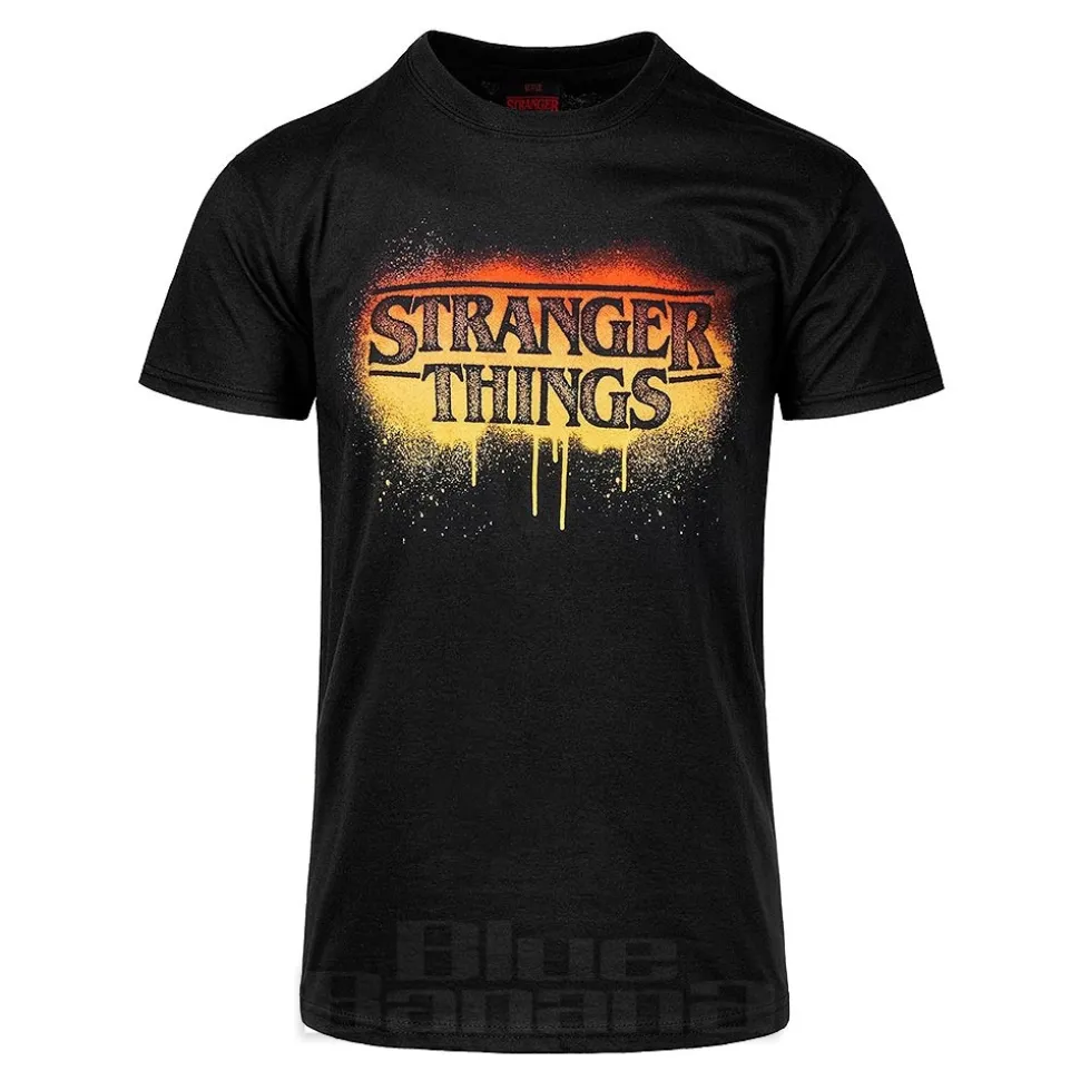 Official Stranger Things Spray Paint Hellfire T-Shirt (Black)