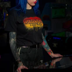 Official Stranger Things Spray Paint Hellfire T-Shirt (Black)