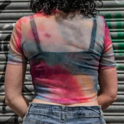 Ozzy Osbourne Logo Mesh Crop T-Shirt (Multicolour)
