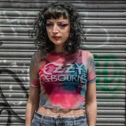Ozzy Osbourne Logo Mesh Crop T-Shirt (Multicolour)