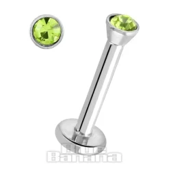 Polished Surgical Steel 1.2mm Internal Thread Labret (Peridot)