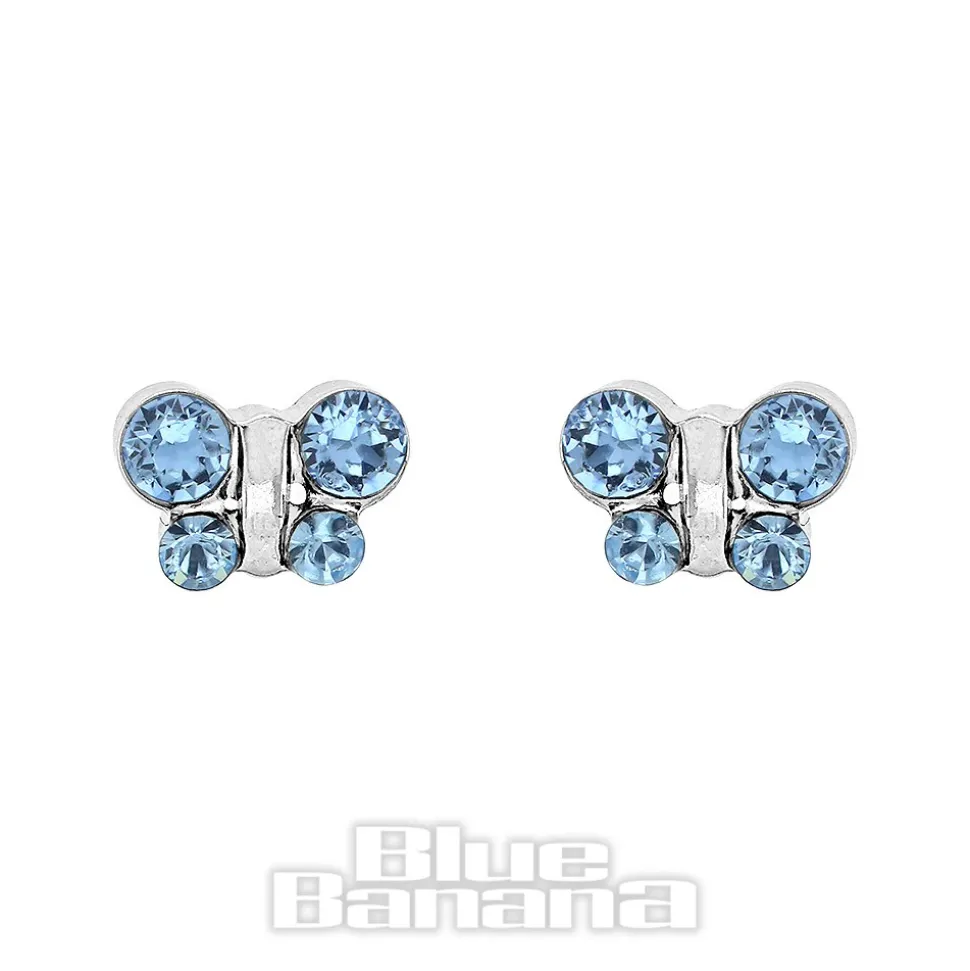 Studex Stainless Steel Aqua Butterfly March Earrings (Silver)