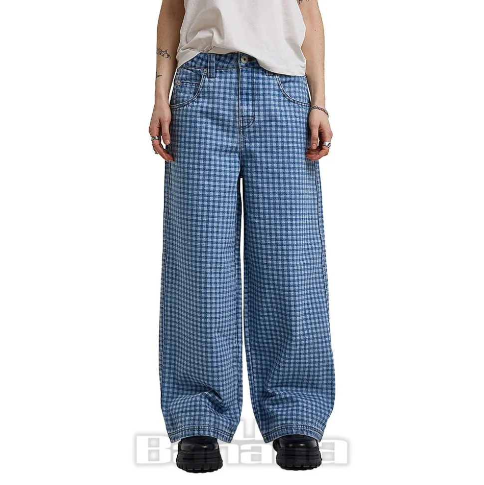 The Ragged Priest Gingham Jeans (Blue)
