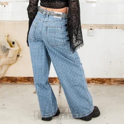 The Ragged Priest Gingham Jeans (Blue)