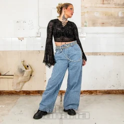 The Ragged Priest Gingham Jeans (Blue)