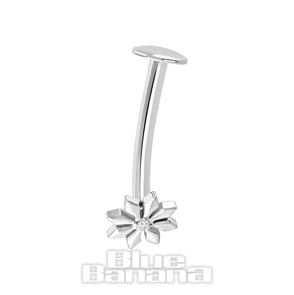 Threadless Float Titanium Navel Bar Flower