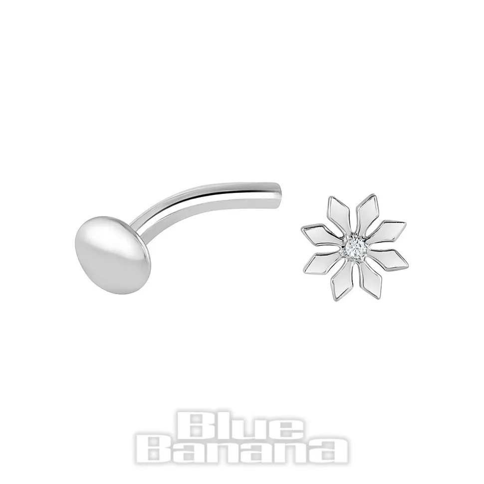 Threadless Float Titanium Navel Bar Flower